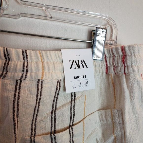 Zara Cream With Multi-colored Stripes Shorts Size Large - Picture 7 of 7